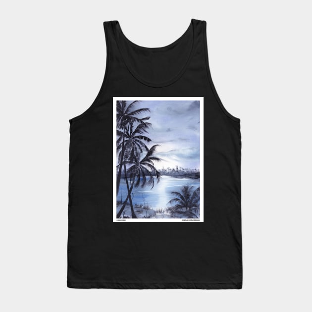 Blue Sunset On The Beach Nature Landscape Novelty Gift Tank Top by Airbrush World
